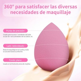 Set de 21 Esponja Maquillaje, Beauty Blenders, para Juego de Esponjas de Maquillaje Facial, Uso Seco y Húmedo, Esponja de Maquillaje para Base en Polvo (Rosa)