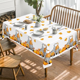 Artoid Mode Maple Leaves Pumpkins Gnome Autumn Table Cloth, Rectangular 140x220 cm Fall Table Cover For Party Home Table Decorations