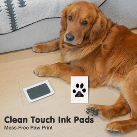 Paw Print Kit for Dogs Cats,Inkless Dog Paw Print Kit,Mess Free Dog Nose Print Kit,Clean Touch Ink Pad for Baby Hand and Footprint Kit,4 Pcs Ink Pad & 2 Wooden Frames,Ideal New Mom & Pet Lover Gifts