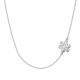 EVER FAITH 925 Sterling Silver Necklace Winter Tiny Goldan Snowflake Sideways Choker Necklace Dainty Jewelry for Women