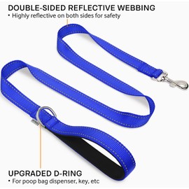 Joytale Padded Handle Dog Lead,Double-Sided Reflective Nylon Dogs Leads for Training,Walking Leash for Small, Medium Dogs, 1.2m × 2cm, Navy Blue