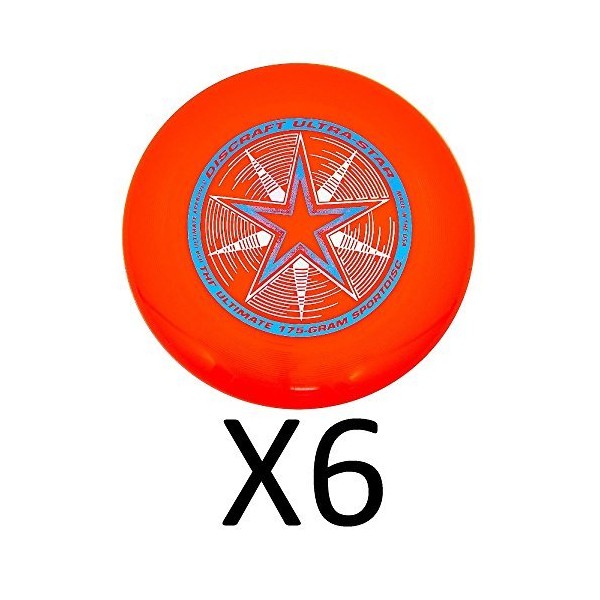 Discraft Ultra-Star Ultimate Frisbee 175 Gram Championship -Orange (6-Pack)