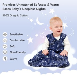 Unnivoll Baby Sleep Sack 18-24 Months 3 Pack 100% Cotton Lightweight 0.5 TOG Wearable Blanket Baby Sleep Bag with 2-Way Zipper for Infant Toddler Blue