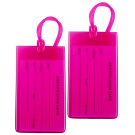 2 Packs Colorful Flexible Travel Luggage Tags for Baggage Bags/Suitcases - Name ID Labels Set for Travel - Rose