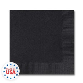 Black Beverage Napkins / 100 Count 3 Ply 4 3/4" Square Cocktail Napkins