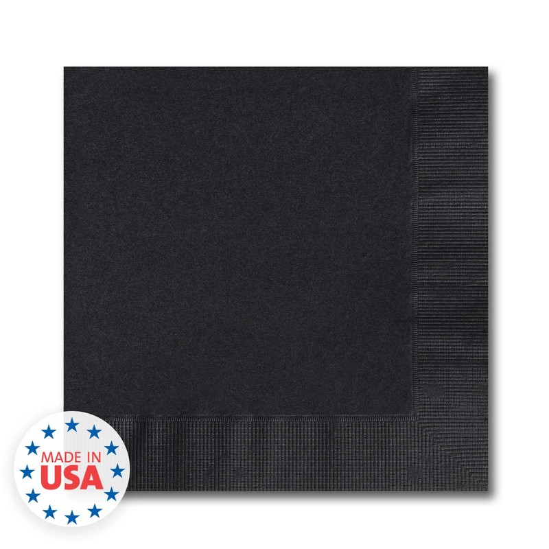 Black Beverage Napkins / 100 Count 3 Ply 4 3/4"