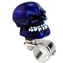 Arenbel Car Turning Assist Grip Handle Skull Steering Wheel Spinner Booster Knob Fit Most Vehicles Trucks Tractors Boats, Blue