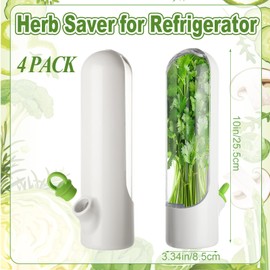 LDHHYH 4 Pack Herb Saver Pod, Fresh Herb Keeper for Refrigerator, Herb Storage Containers for Refrigerator, Vegetable Fresh Cilantro Containers for Fridge Organization – 3.3 x 10 Inch