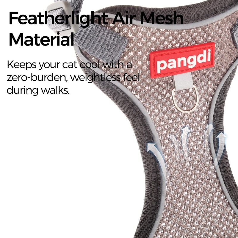 pangdi Cat Harness and Leash Set, Lightweight Air-Mesh Cat Vest,
