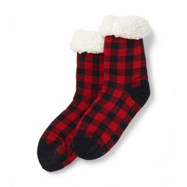 Little Blue House by Hatley Sherpa Lined Cabin Socks, Buffalo Plaid, One Size