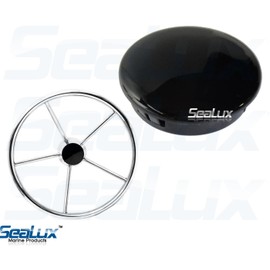 SeaLux Marine Boat Black 2-5/8 INCH Plastic Boat Center Steering Wheel Cap for Boat Destroyer Steel Wheels
