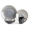 HomeVss Sonoma 16 Piece Stoneware Dinner Set, Samoa, Outside Black