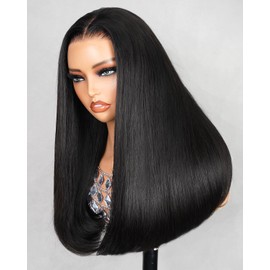 Megalook hair 6x5 Ready to Go Glueless Wigs Human Hair 220% Density Pre Plucked Pre Cut Closure Straight Wig 12A Salon-Quality Bleached Tiny Knots 18 Inch