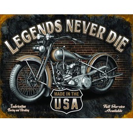 Desperate Enterprises Legends - Never Die Tin Sign, 16" W x 12.5" H