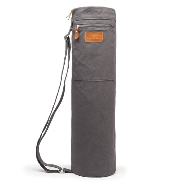 ELENTURE Canvas Yoga Mat Bag with Adjustable Strap & Pockets,