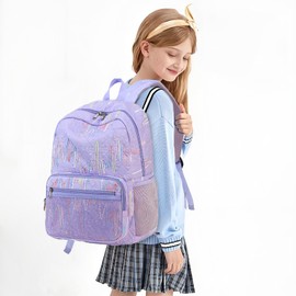 JIANYA Kids Backpack for School, Lightweight Girls Backpack with Lunch Box Elementary Children's School Book Bag