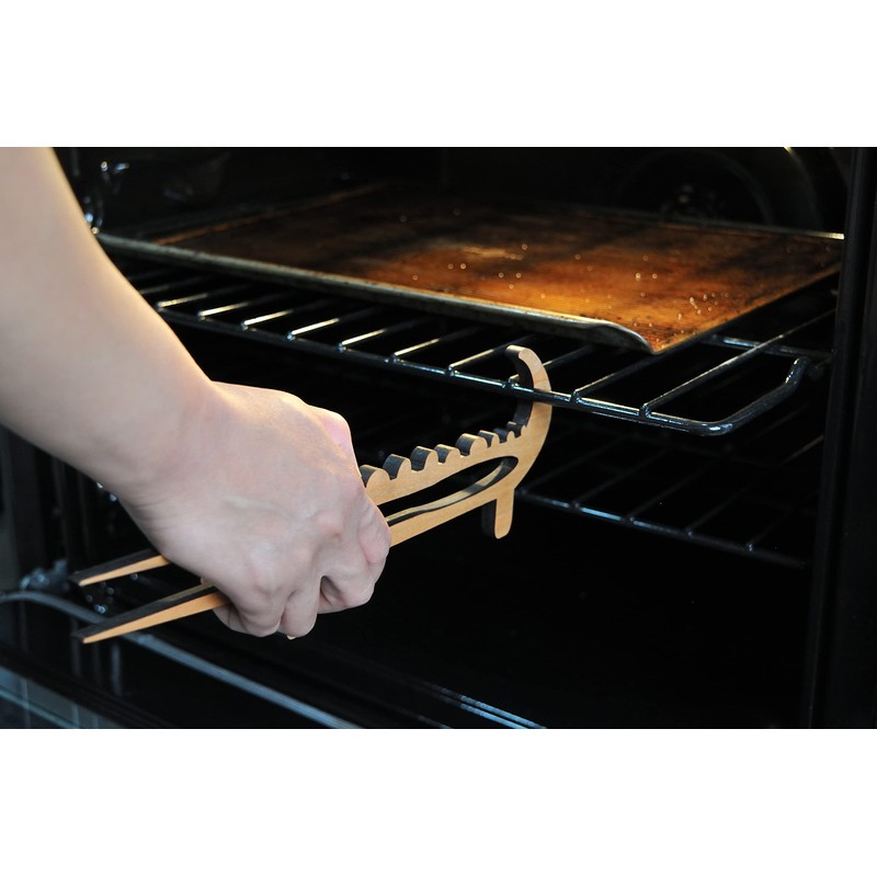 Crocodile Toaster Tongs and Oven Rack Pull, Solid Cherry Wood