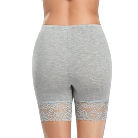 YARRCO Women's Lace Underskirt Shorts Under Dress Cycling Shorts Slip Shorts High Waist Shorts Boxer Shorts Short Leggings, Black + white + grey, M