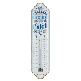 Nostalgic-Art Retro Thermometer 7 x 28 cm Fisherman Catch - Gift Idea for Fisherman Metal Vintage Design