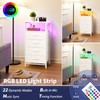 Yoobure Night Stand - LED White Nightstand with Charging Station,