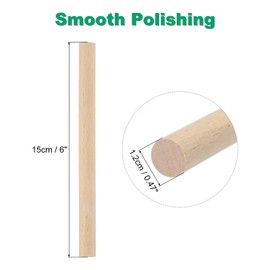 sourcing map Wooden Dowel Wooden Sticks 15 cm x 1.2 cm Round Wooden Dowel Rod for DIY Art Decoration Craft Wall Handmade Small House Sticks Pack of 10