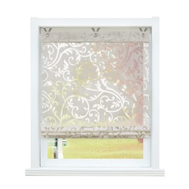 SCHOAL Roman Blind No Drilling Required Burnout Curtains Transparent Eyelet Roller Blind Curtains with Eyelets 1 Piece W x H 100 x 130 cm Sand