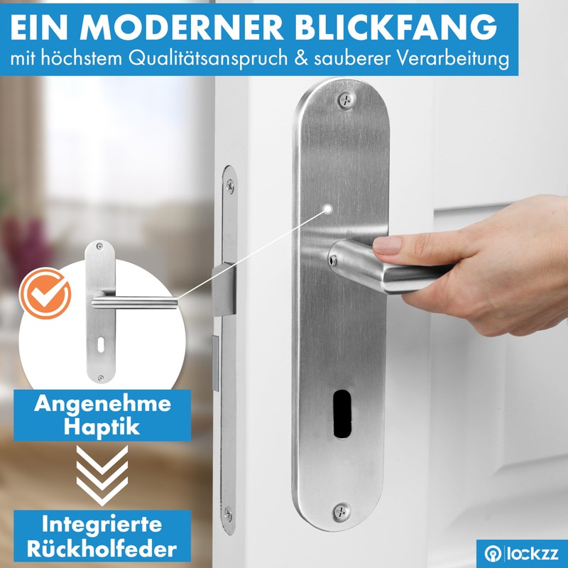 lockzz Door Handle Set Nuremberg, Stainless Steel, Door Fitting for