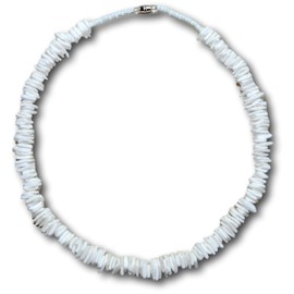 Native Treasure 18" Mens and Womens Tropical Summer Beach Surfer Necklace From the Philippines White Rose Clam Chips Ark Shells