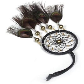 QINU Dream Catchers for Cars Rear View Mirror, Small Feather Dream Catcher Wall Hanging Car Deco Car Charm Ornament (3.1Brown)