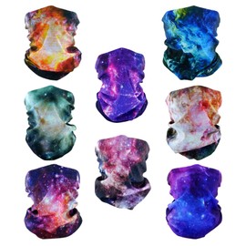 SMEHCF 8 Multifunctional Face Mask Motorcycle Mask Sports Mask Balaclava Mask Neck Cuff Scarf Bandana for Women Men Nebula Galaxy Star Milky Way Universe Space Supernova Moon, 8 x Nebula seamless half