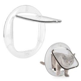 Cat Door for Interior Exterior, Outer Size 11.3x1.4x11.3in, Transparent 4 Way Silent Magnetic Strip Pet Door, Weatherproof Pet Door for Cats & Puppy, Easy to Install