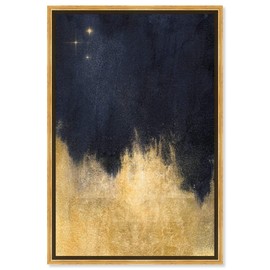 The Oliver Gal Artist Co. Abstract Framed Wall Art Canvas Prints 'Stars in The Night' Paint Home Décor, 20" x 30", Gold, Blue