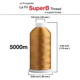 Superpunch Super B Polyester Embroidery Thread, 40wt Large Spool 5000m, 175 Popular Colors, 100% Polyester, Machine Embroidery Thread