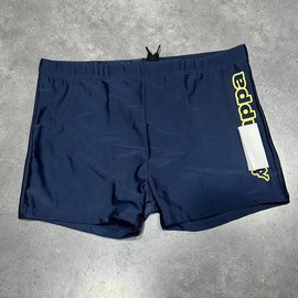 Kap Men's Quick-Dry Side Letter Print Mid-Waist Pro Competition Swim Trunks Navy + XL [65.00 Kg-75.00 Kg 3ea