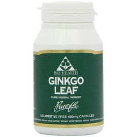 Bio-Health Ginkgo Leaf 450mg Pure Herbal Food Supplement, Supports Blood Circulation, Mental Performance and Boosts Energy Suitable for Vegetarians and Vegans, Additive Free, 120 Capsules