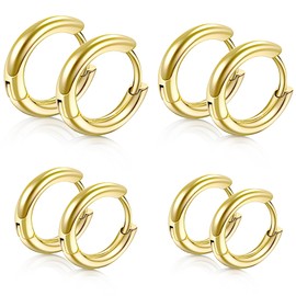 Earrings, Gold Earrings for Women, 12/14/16/18mm, Hypoallergenic Earrings, Hoop Earrings, Stainless Steel Earrings for Men, Women, Boys and Girls, Synthesis