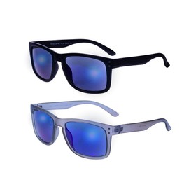 proSPORT Sunglass Full Lens Magnification Readers Black and Grey Frame Full Lens Blue Mirror Dark Tint Golf Driving Anti-Glare Men Women 1.50