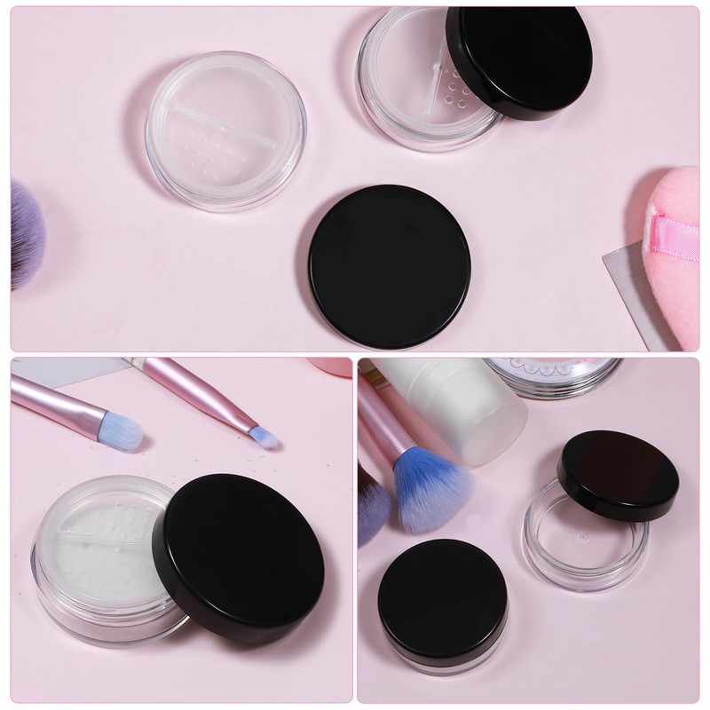 SHENLIU 2 Pcs 10ml/0.34oz Loose Powder Containers,Refillable Loose Powder Containers