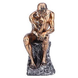 Yosoo Estatua de Pensador, Escultura de Personaje de Resina de Estilo Europeo, Estantería de Oficina en Casa, Adorno Creativo para Sala de Estudio, Sala de Estar(Color Cobre)