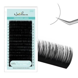 NATUHANA Classic Volume Eyelash Extension 0.07mm C Curl 11mm Single Length Tray Black Soft Individual Lashes 16 Rows, Professional Supplies for Lash Techs(11mm, 0.07 C)