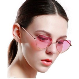 Jieddey Heart Sunglasses, 2 Pieces Hippy Specs Glasses Hippie Glasses Metal Frame Retro Vintage Sunglasses for Women Girls Festival 60s 70s Hippie Fantasy Costume Accessory Pink