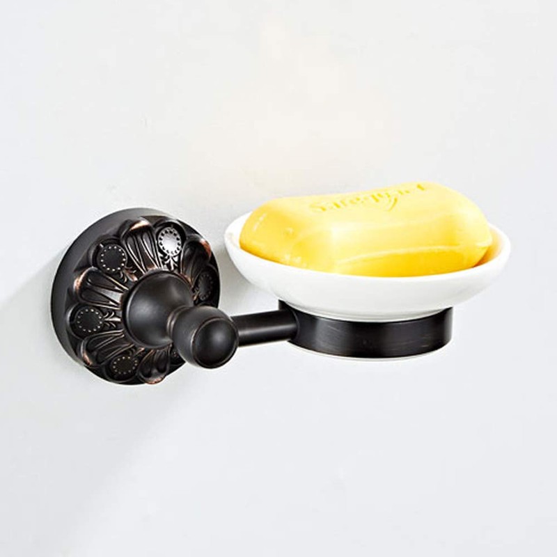 7Trees Bathroom Toilet Soap Holder with Ceramic Dish Wall Mount,
