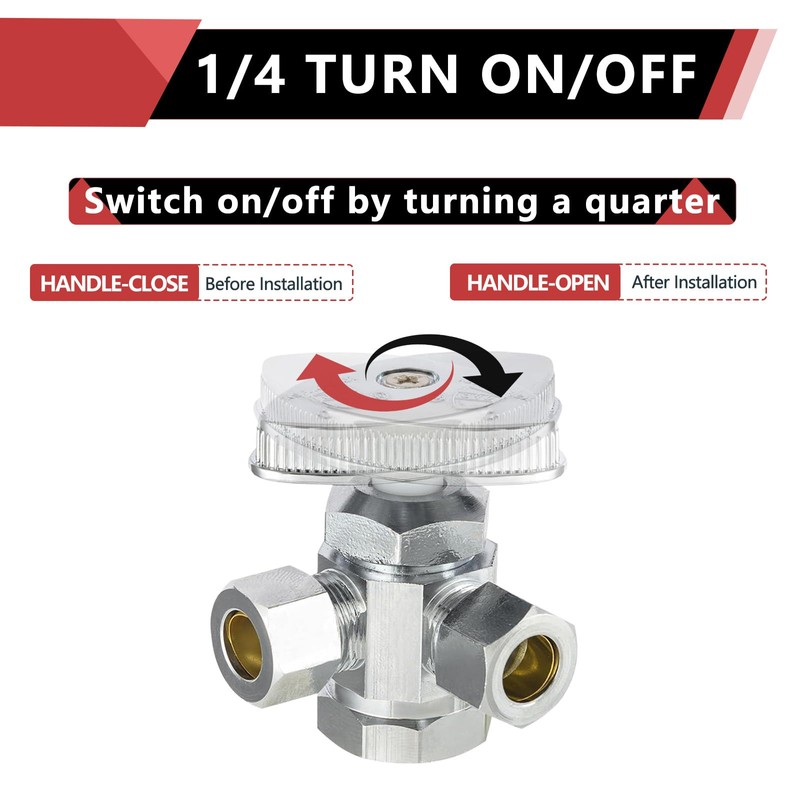 EFIELD Dual Compression Outlet Multi-Turn Angle Stop Valve,1/2" Fip Iron