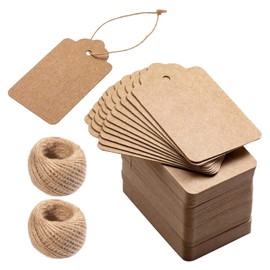 Blank Gift Tags,120 Pcs Kraft Paper Gift Price Tags,with String for Wedding Birthday Christmas Packing and Art Craft,with 20m Feet Natural Jute Twine,Blank Wrapping Tags (Brown)
