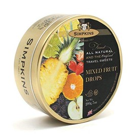 Simpkins Candy Travel Sweets | Mixed Fruit Drops | 7 Oz, Tin (Pack of 12)