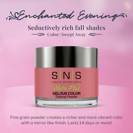 SNS Nail Dip Powder, Gelous Color Dipping Powder - Swept Away (Pink/Rose), EE16 - Long-Lasting Acrylic Nail Color & Polish Lasts 14 Days - Low-Odor & No UV Lamp - 1.5 Oz