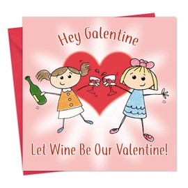 Twizler Funny Galentines Day Card with Wine – Funny Galentine’s Day Card – Humorous Galentines Day Card – Galentines Day Gifts For Her – Galentines Gifts - Galentines Day Presents