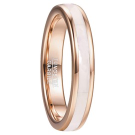 Vakki Wedding Ring for Women Mother of Pearl Shell Inlay Rose Gold Plated Tungsten Carbide Engagement Ring Comfort Fit Size 9