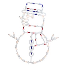 Northlight 18" Red and Blue Lighted Snowman Christmas Window Silhouette Decoration
