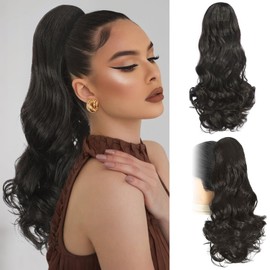 Taifeng Claw Clip Ponytail Extension,18 Inch Ponytail Extension, Wavy Pony Tail Hair Extensions,Natural Hair Extensions Ponytail, Clip on Ponytails for Women (Color: Brown Black)